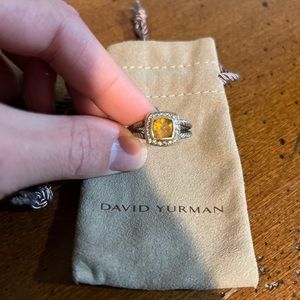 David Yurman Petit Albion ring with Citrine and diamonds, size 6